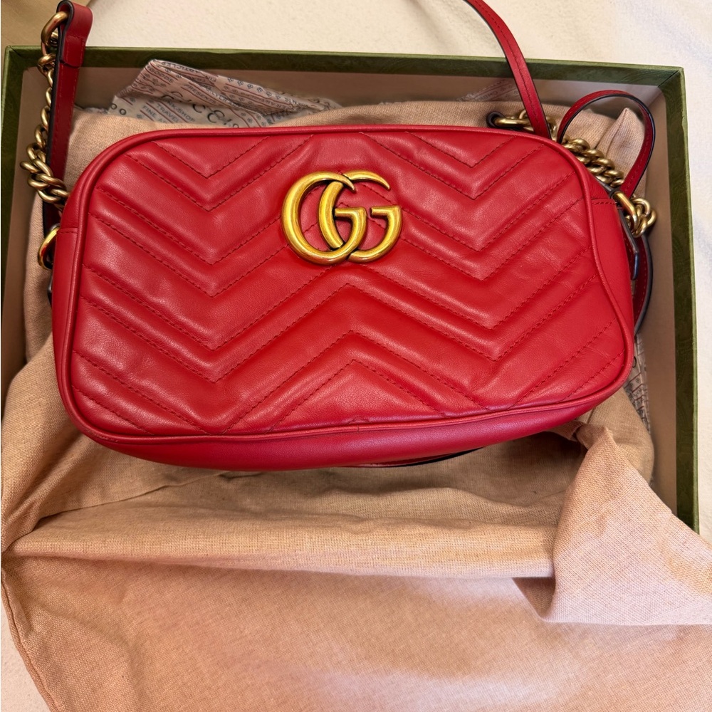 Gucci Red Chevron Crossbody Bag